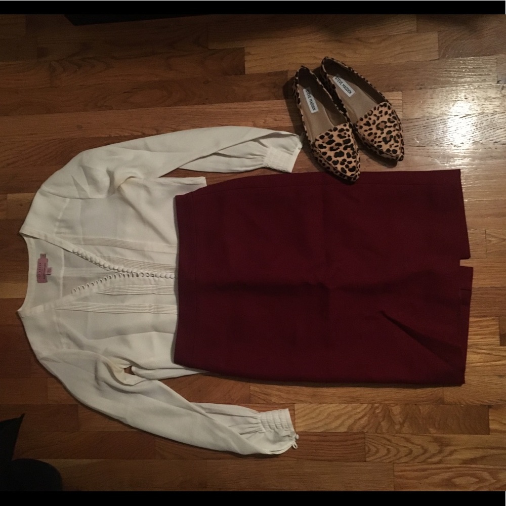 Ted Baker pleated front blouse in ivory.